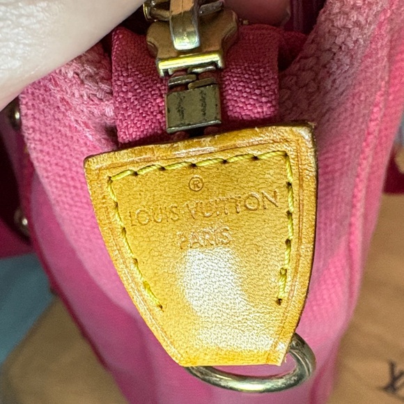 Louis Vuitton Antigua Cabas PM Pink Red Canvas Tote Bag Made in France Rare GUC - Picture 12 of 13